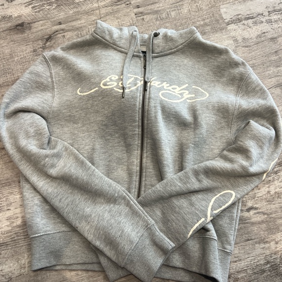 Ed Hardy Tops - Ed Hardy Heather Gray Hoodie
